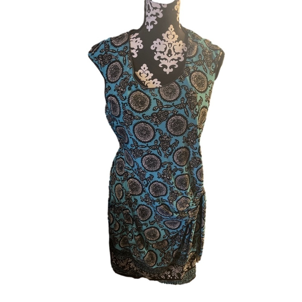 Teal scoop neck tie front dress from Mac Studio